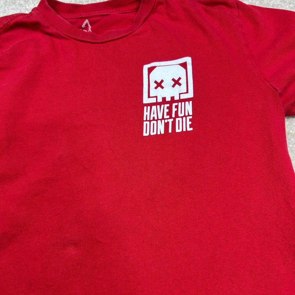 Apex Shirt Mens S Red Graphic Have Fun Dont Die Front Chest Print Back Logo